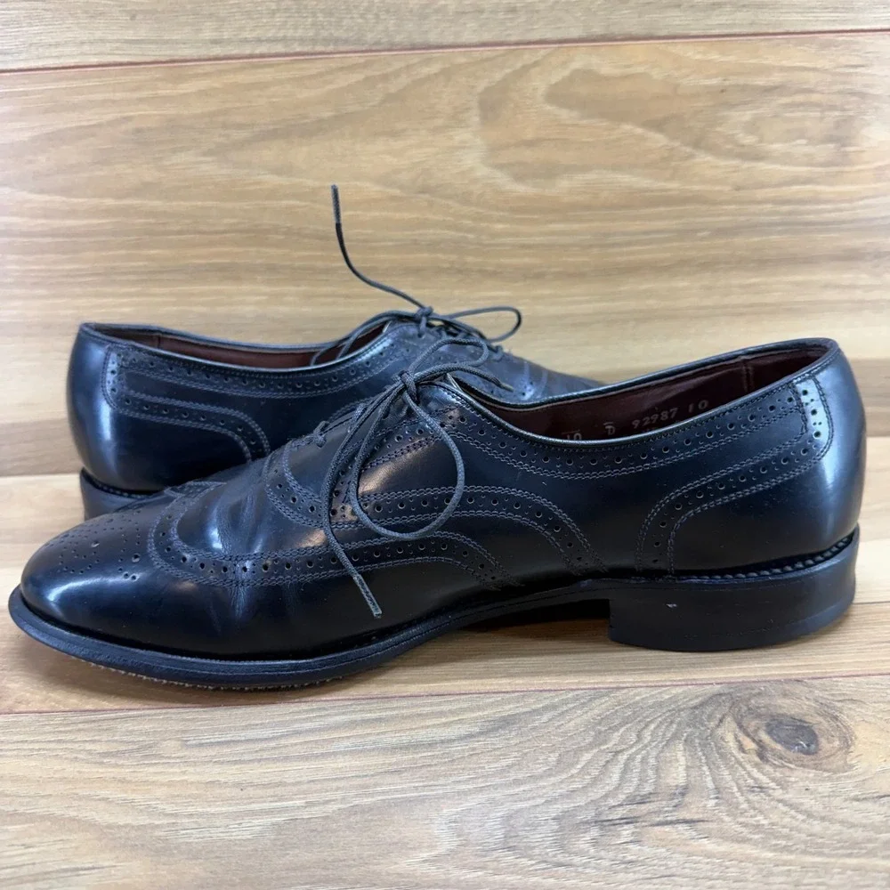 Allen Edmonds Townley Wingtip Oxfords Mens 10 D Black Leather Medallion Formal